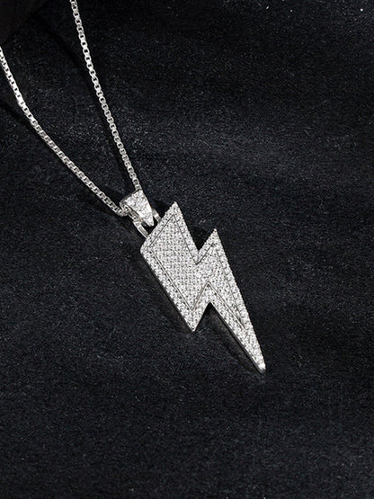 Silver Lightning Pendant With Box Chain For Him