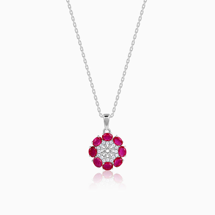 Silver Stunning Floret Pendant With Link Chain