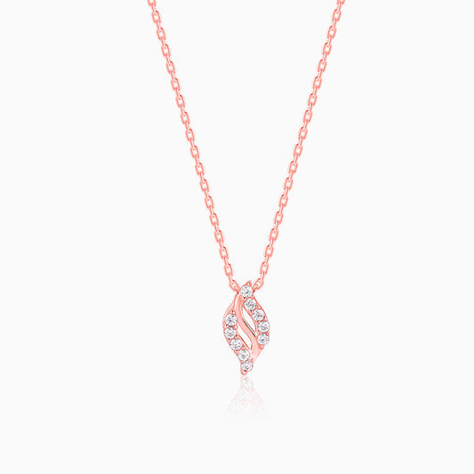 Rose Gold Leafy Hug Pendant With Link Chain