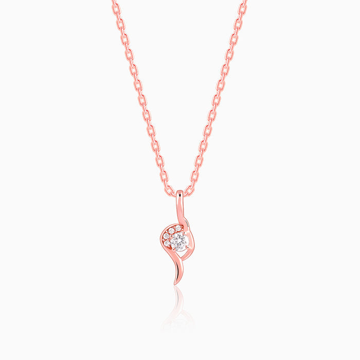 Rose Gold Cute Swirl Pendant With Link Chain