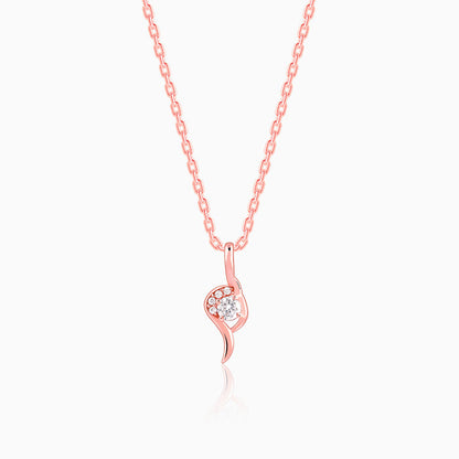 Rose Gold Cute Swirl Pendant With Link Chain