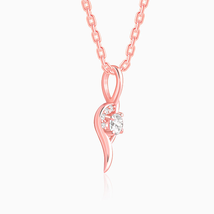Rose Gold Cute Swirl Pendant With Link Chain