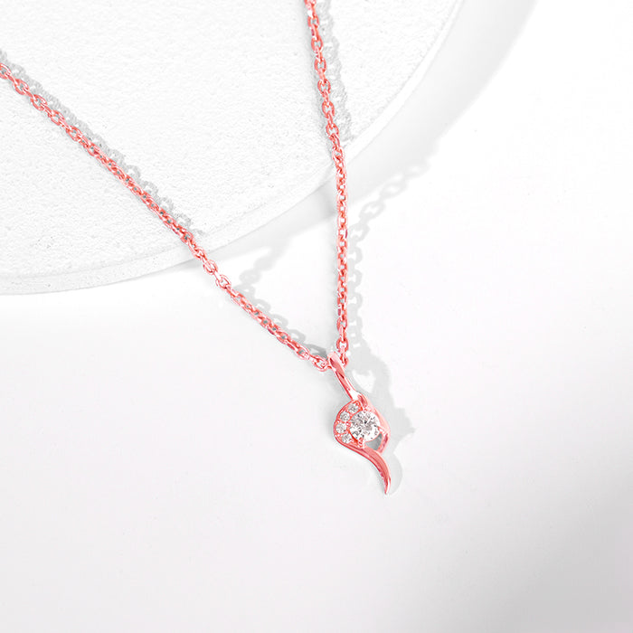 Rose Gold Cute Swirl Pendant With Link Chain