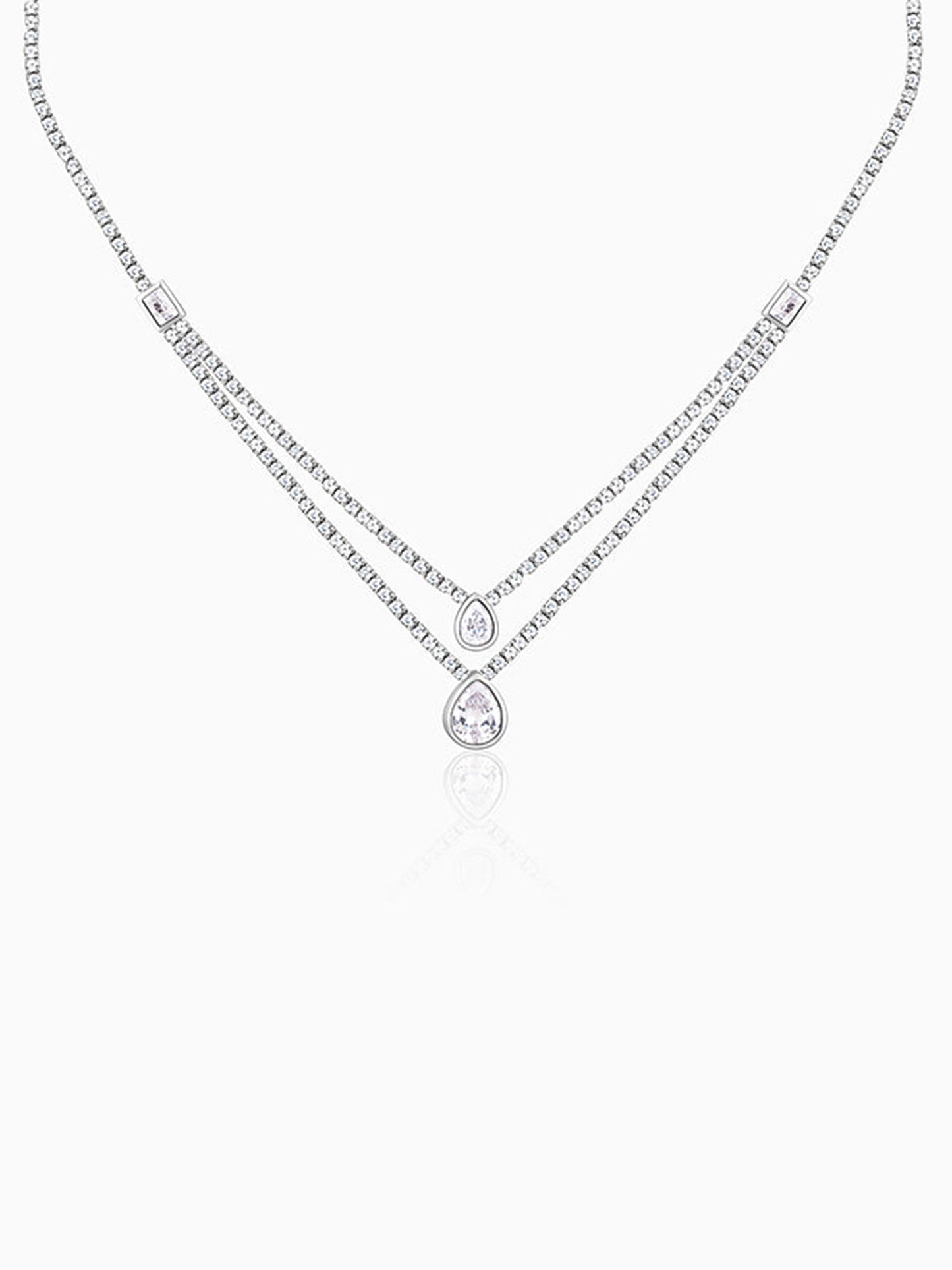 Silver Layered Drop necklace