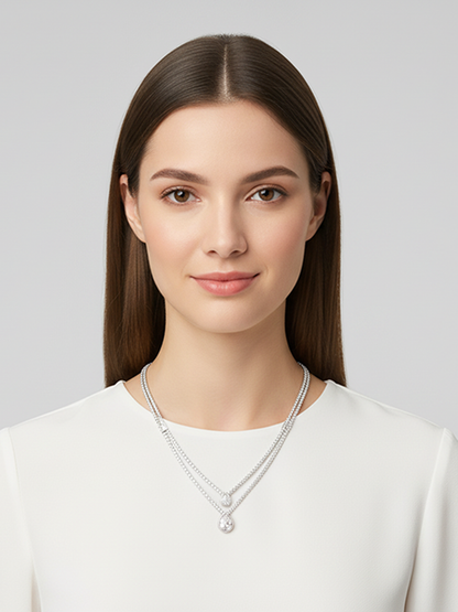 Silver Layered Drop necklace