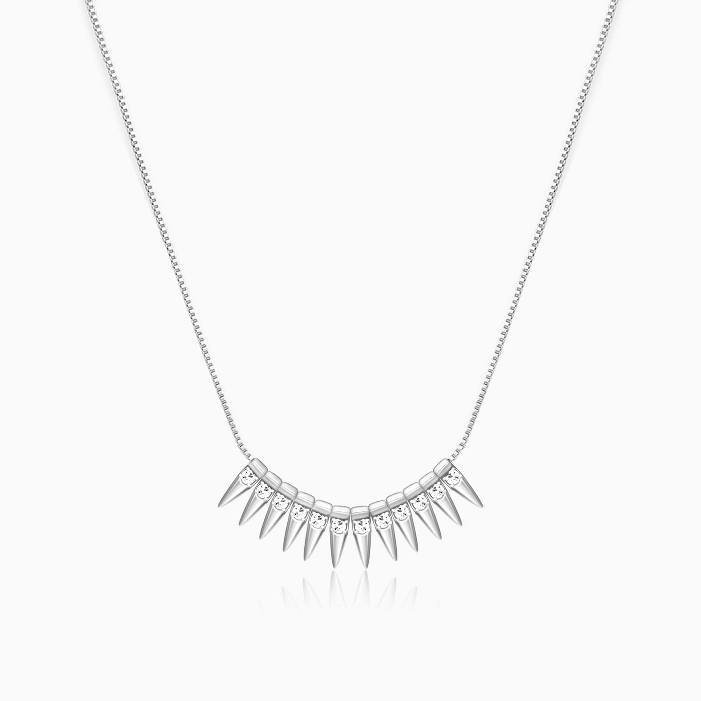 Silver Studded Spikes Necklace