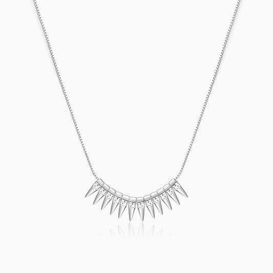 Silver Studded Spikes Necklace