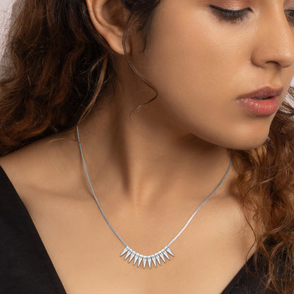 Silver Studded Spikes Necklace