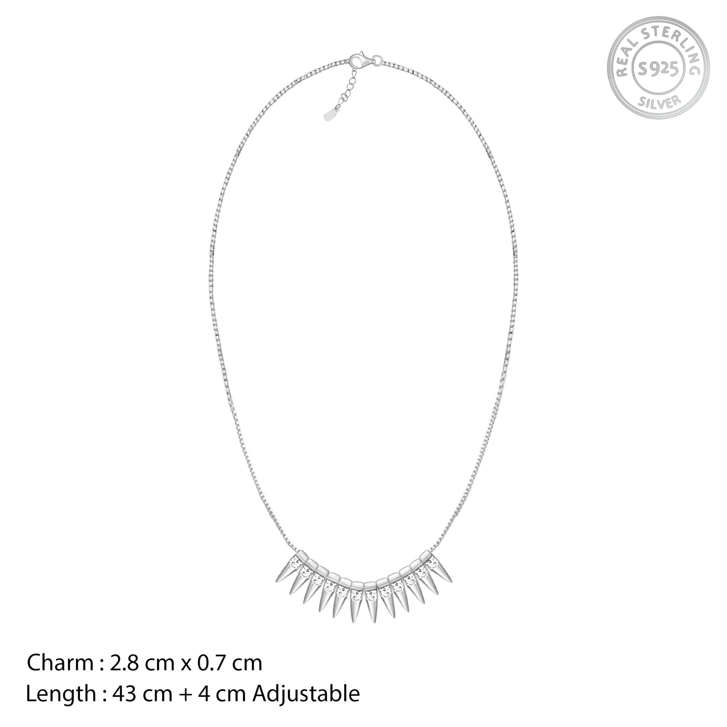 Silver Studded Spikes Necklace