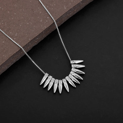 Silver Studded Spikes Necklace