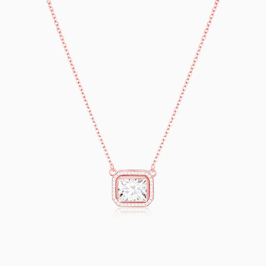 Rose Gold Studded Baguette  Necklace
