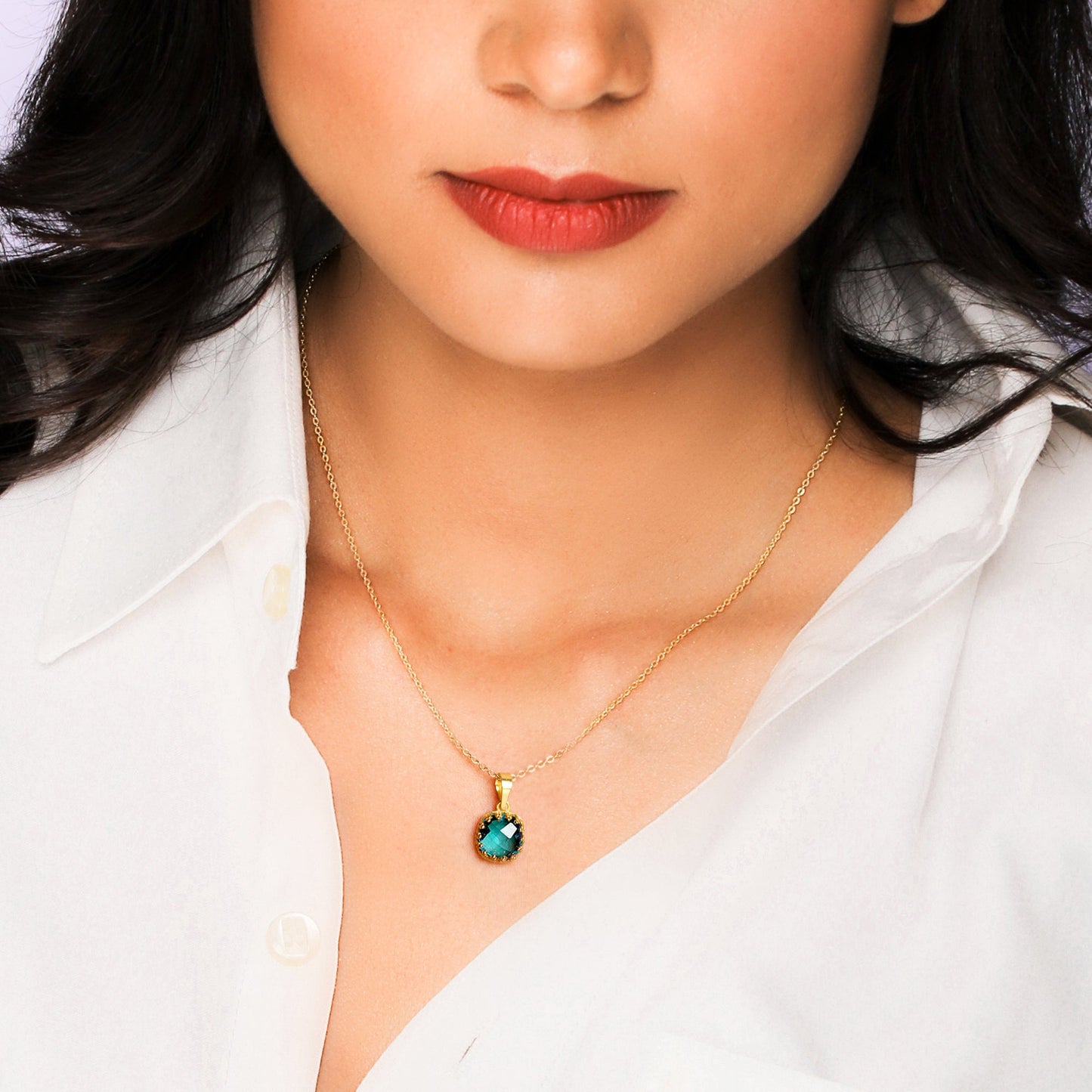 Golden Teal Chalcedony Pendant