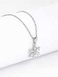 Silver Flowery Snowflake Pendant With Link Chain