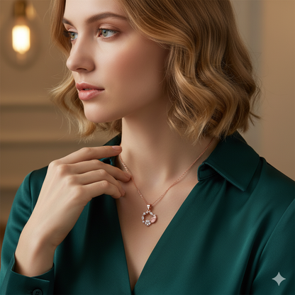 Rose Gold Drop Wreath Pendant With Link Chain