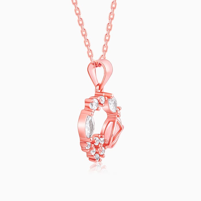 Rose Gold Drop Wreath Pendant With Link Chain