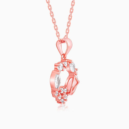 Rose Gold Drop Wreath Pendant With Link Chain