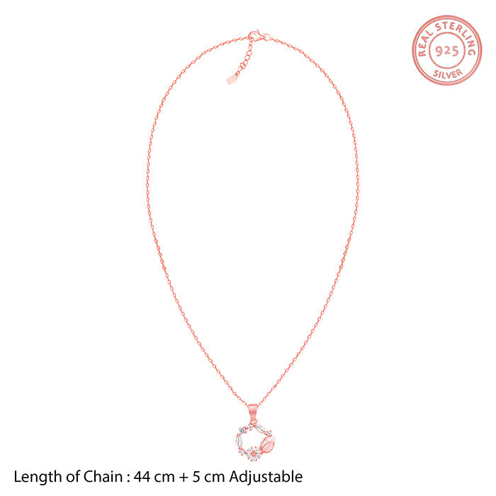 Rose Gold Drop Wreath Pendant With Link Chain