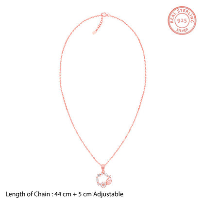 Rose Gold Drop Wreath Pendant With Link Chain
