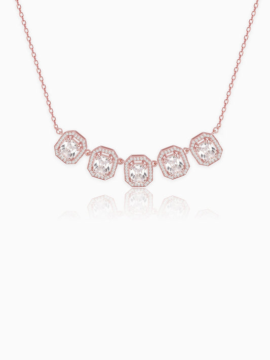 Rose Gold Baguette Bunch Necklace