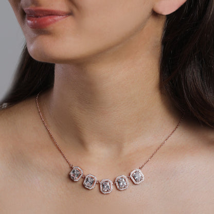 Rose Gold Baguette Bunch Necklace