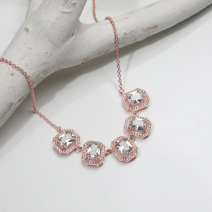 Rose Gold Baguette Bunch Necklace