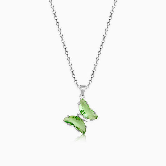 Forest Green Butterfly Pendant With Link Chain