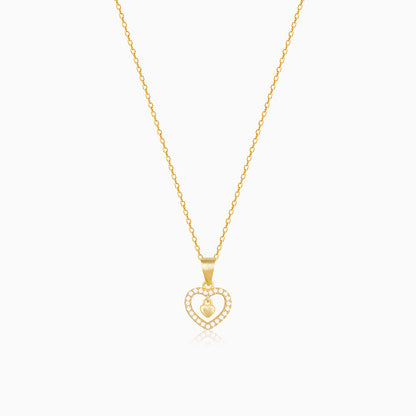 Golden Love Droplet Pendant With Link Chain