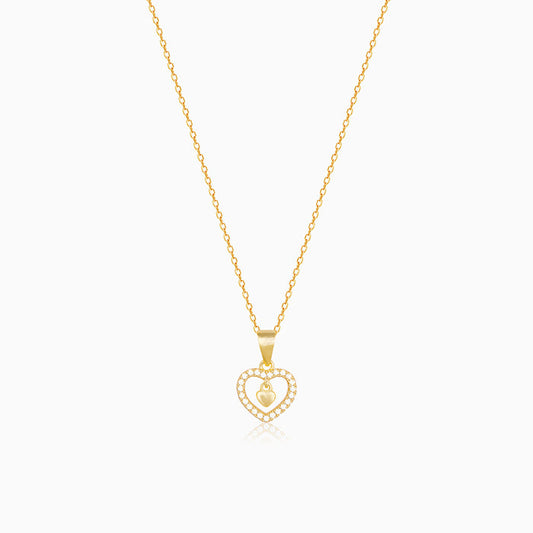 Golden Love Droplet Pendant With Link Chain