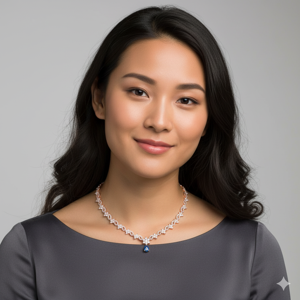 Rose Gold Blue Moon Necklace