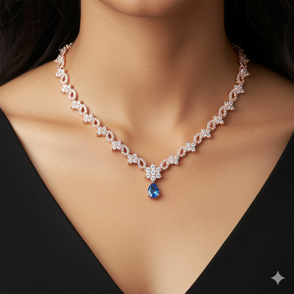 Rose Gold Blue Moon Necklace