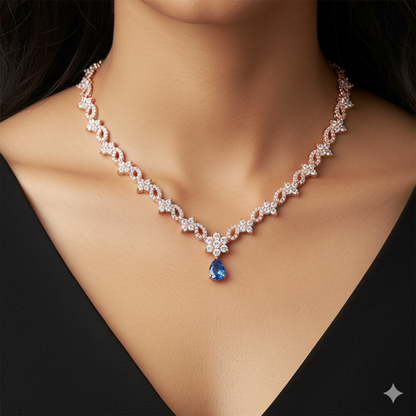 Rose Gold Blue Moon Necklace