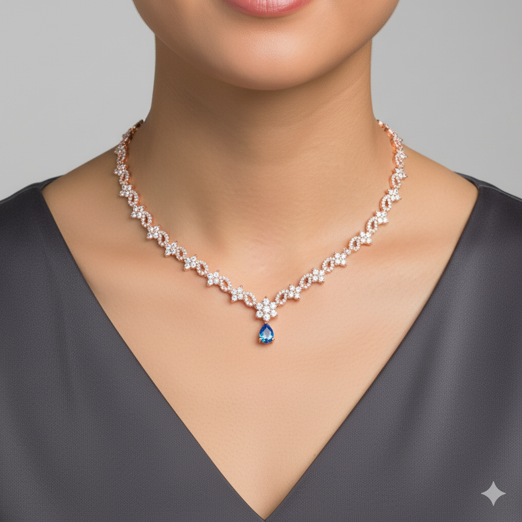 Rose Gold Blue Moon Necklace