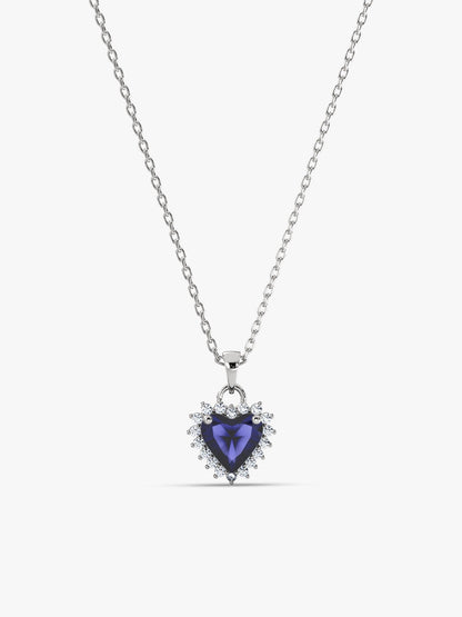 Silver Heart Of The Ocean Pendant With Link Chain