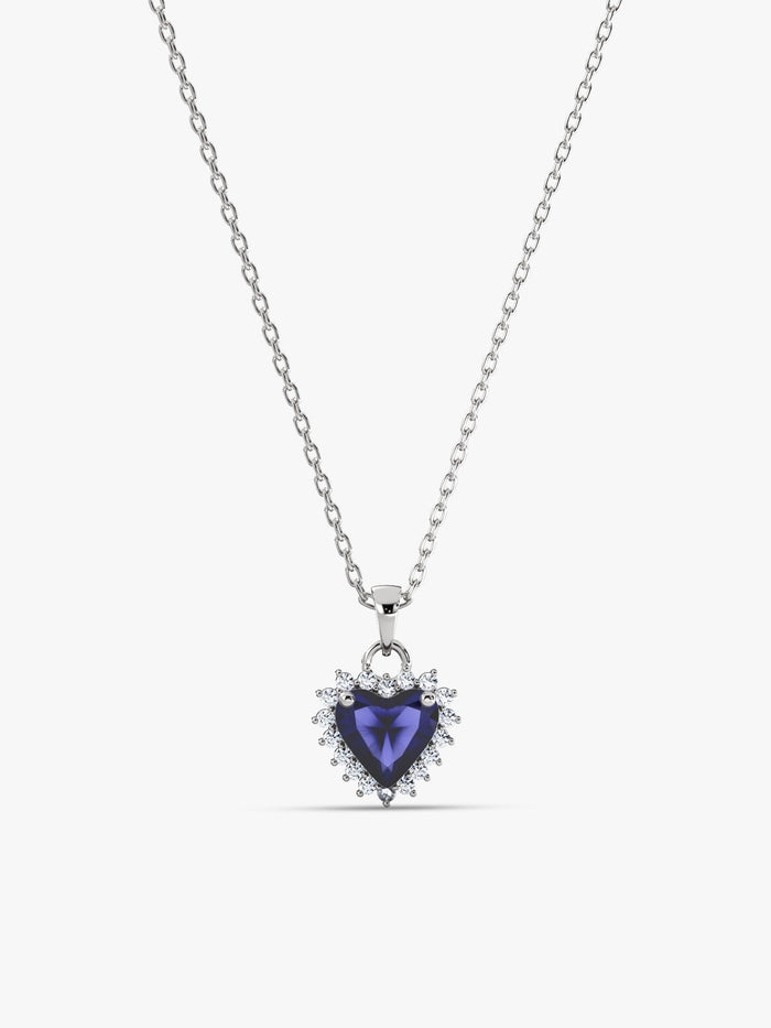 Silver Heart Of The Ocean Pendant With Link Chain