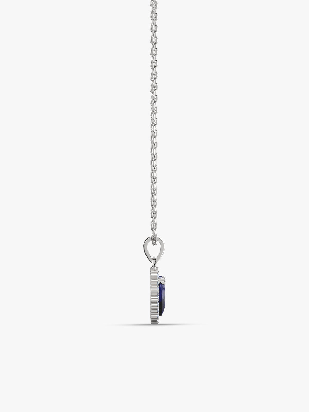 Silver Heart Of The Ocean Pendant With Link Chain