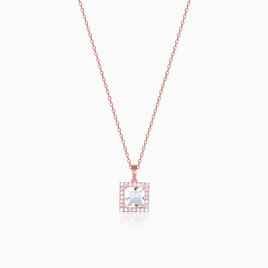 Rose Gold Snow White Pendant With Link Chain