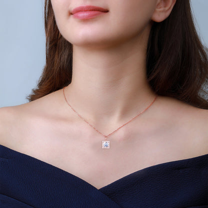 Rose Gold Snow White Pendant With Link Chain