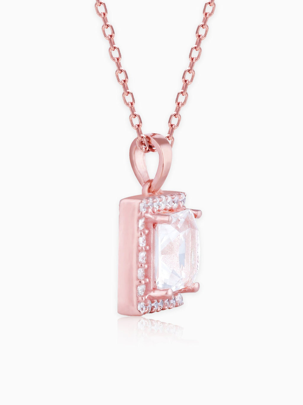 Rose Gold Snow White Pendant With Link Chain