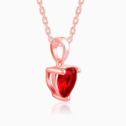 Rose Gold Loving in Red Pendant With Link Chain