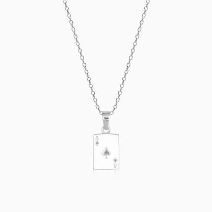 Silver Acing Hearts Pendant With Link Chain