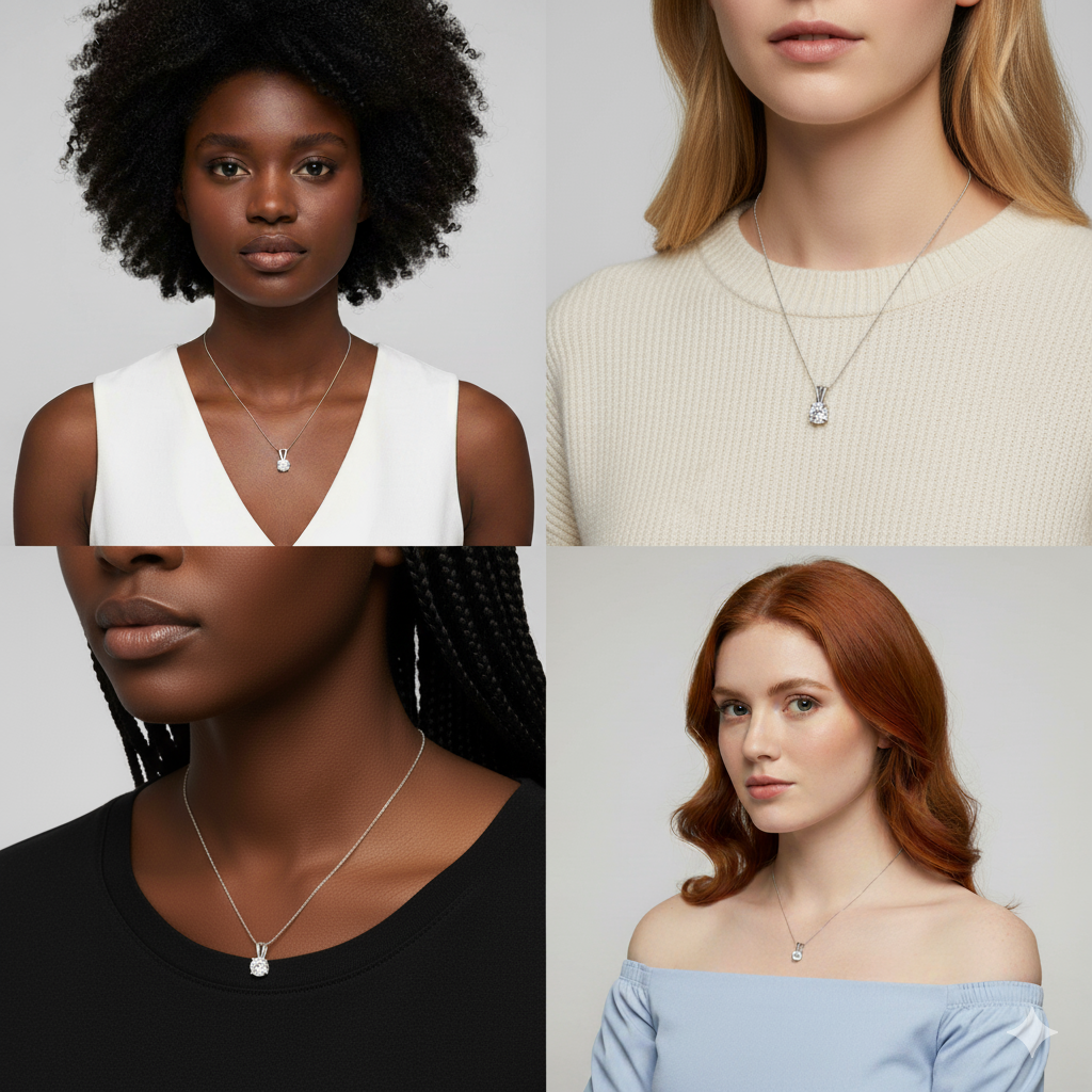 Anushka Sharma Silver Zircon Pendant with Link Chain