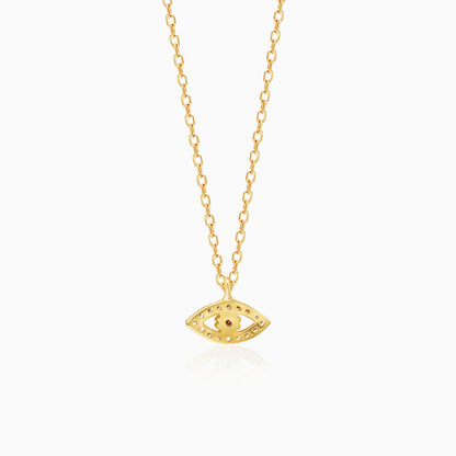 Golden Evil Eye Zircon Pendant With Link Chain