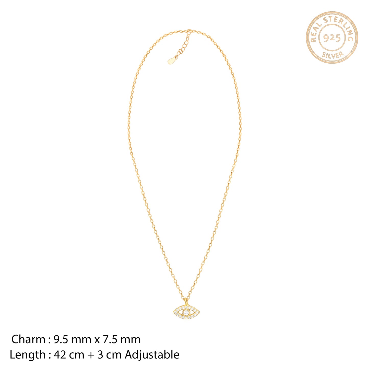 Golden Evil Eye Zircon Pendant With Link Chain