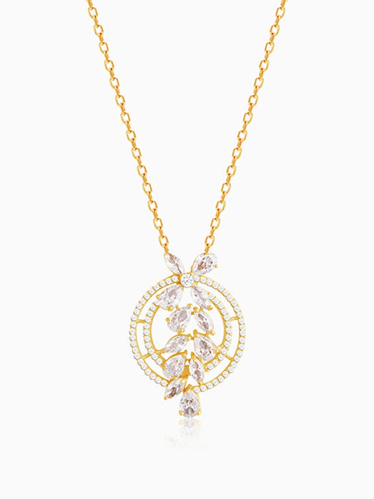 The White Periwinkle Pendant With Link Chain