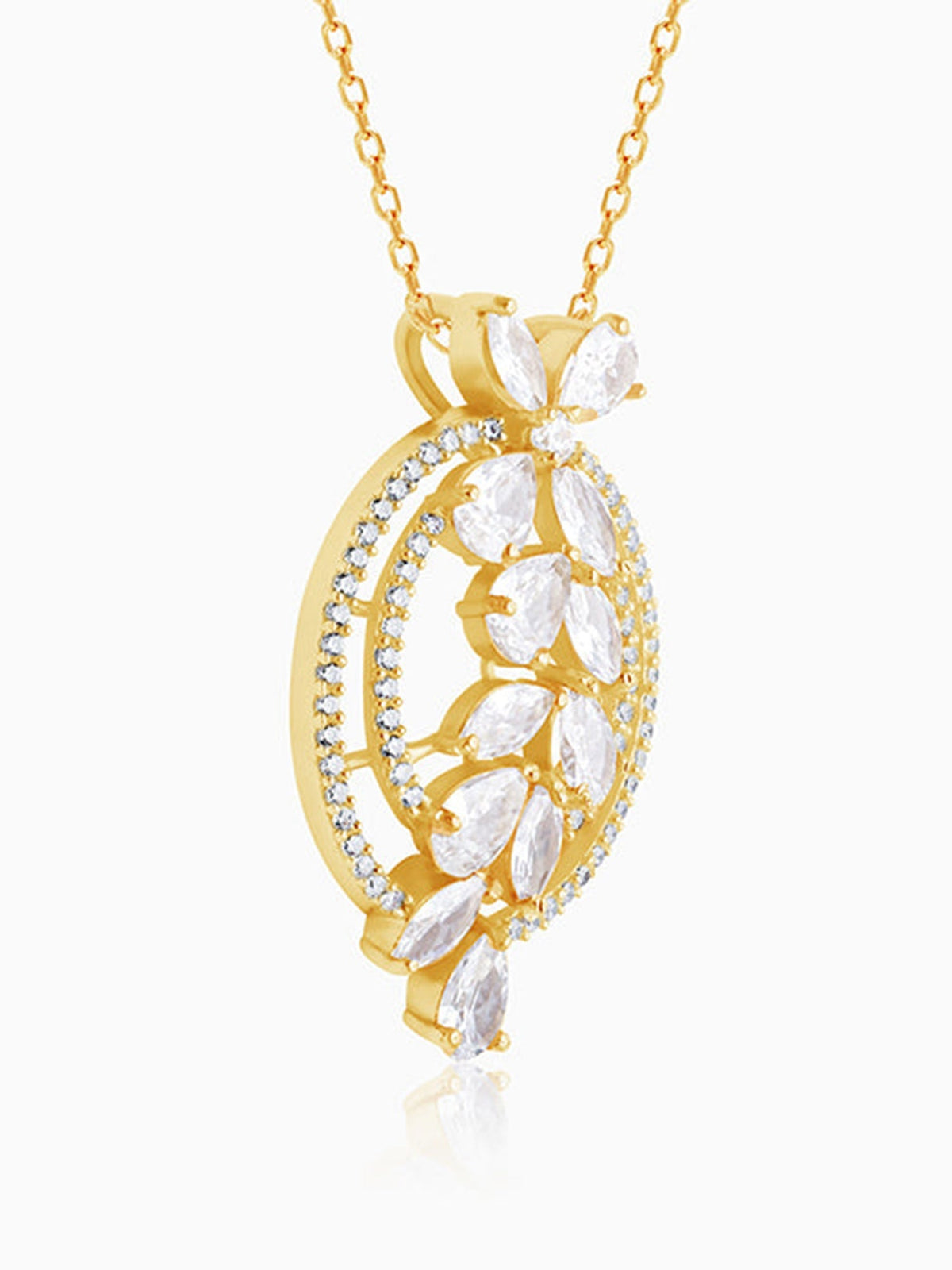 The White Periwinkle Pendant With Link Chain