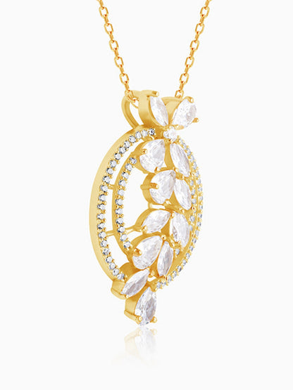 The White Periwinkle Pendant With Link Chain