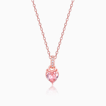Rose Gold Blush Pink Heart Pendant with Link Chain