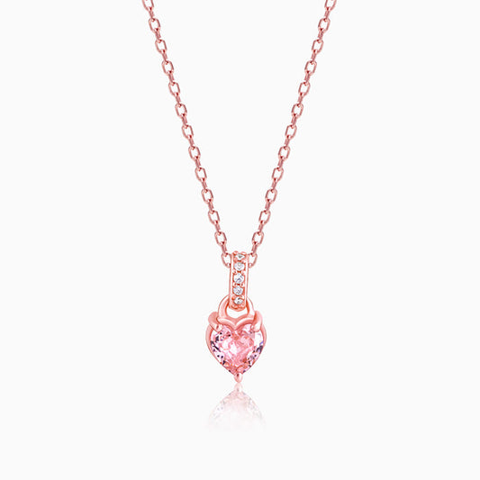 Rose Gold Blush Pink Heart Pendant with Link Chain