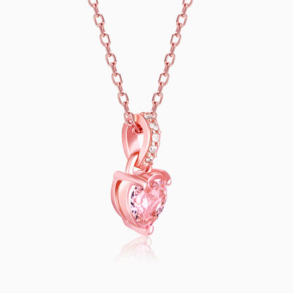 Rose Gold Blush Pink Heart Pendant with Link Chain