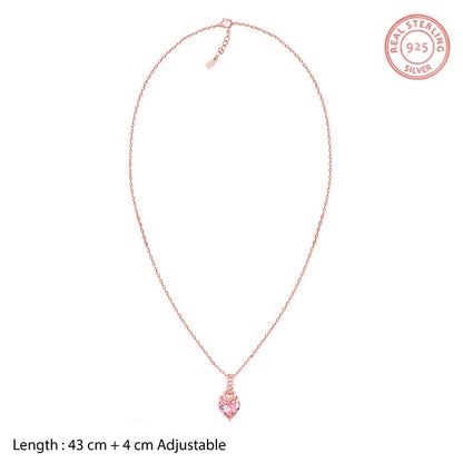 Rose Gold Blush Pink Heart Pendant with Link Chain